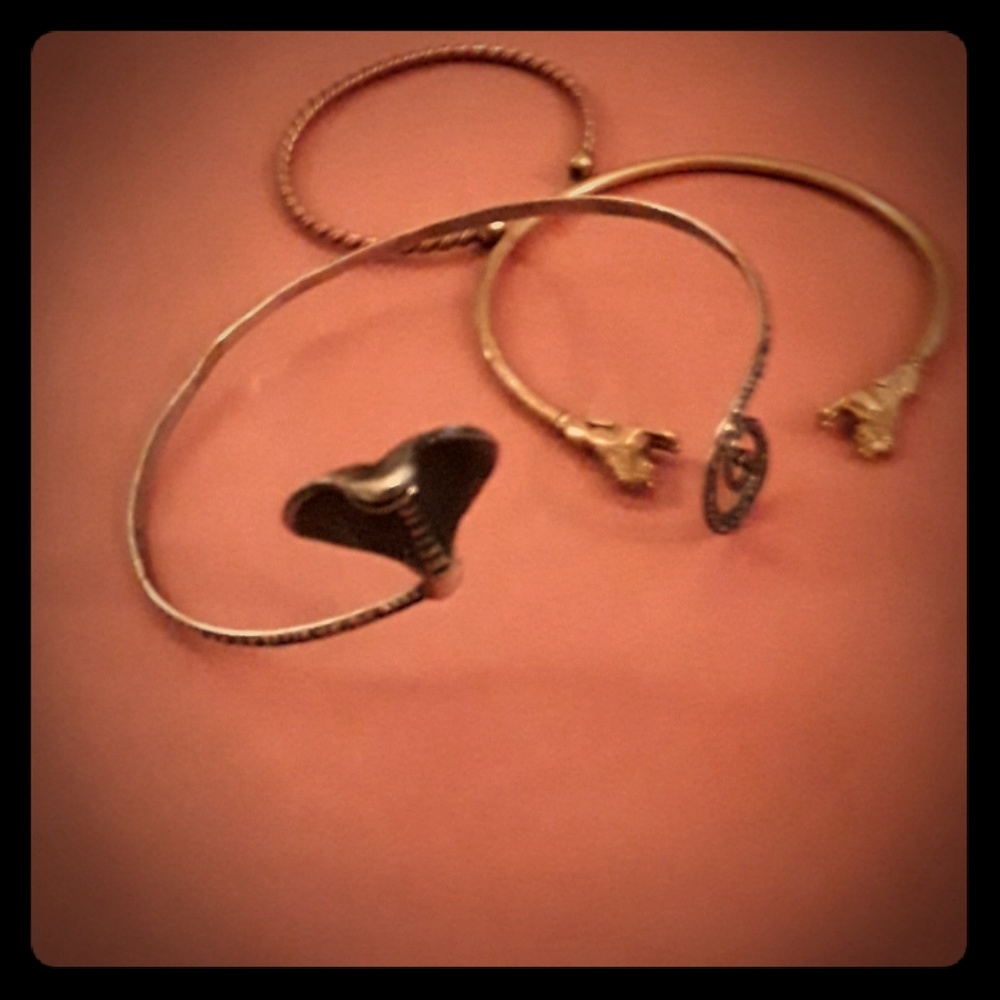 3 copper and silver metals bracelets